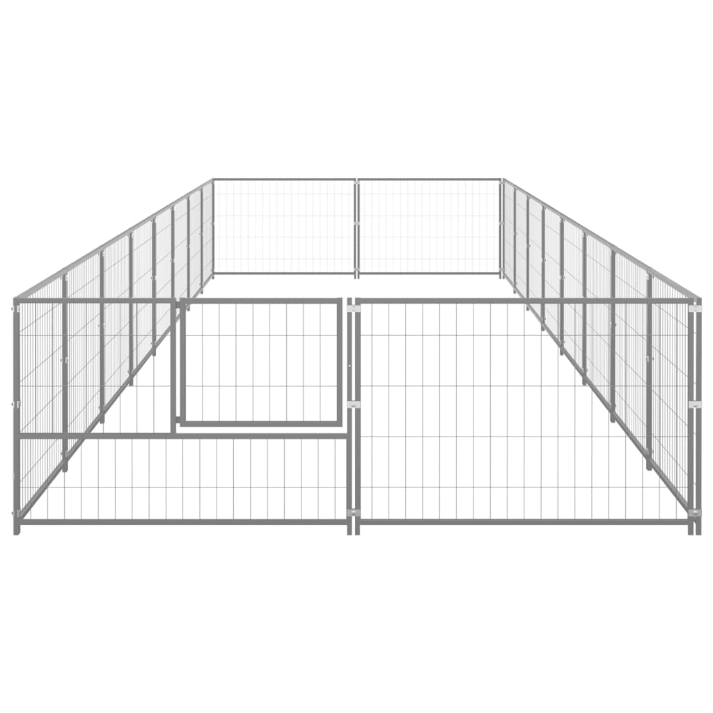 Hondenkennel 16 m² staal zilverkleurig