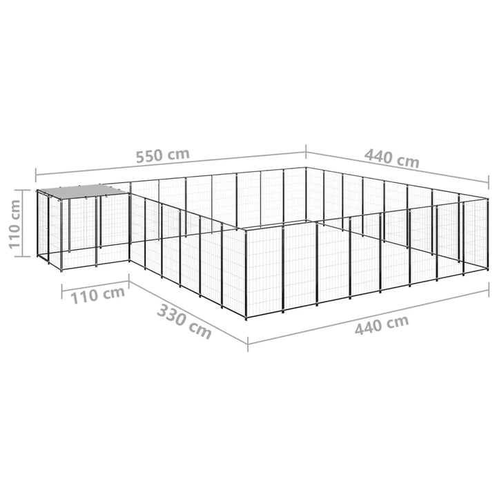 Hondenkennel 20,57 m² staal zwart