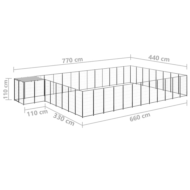 Hondenkennel 30,25 m² staal zwart