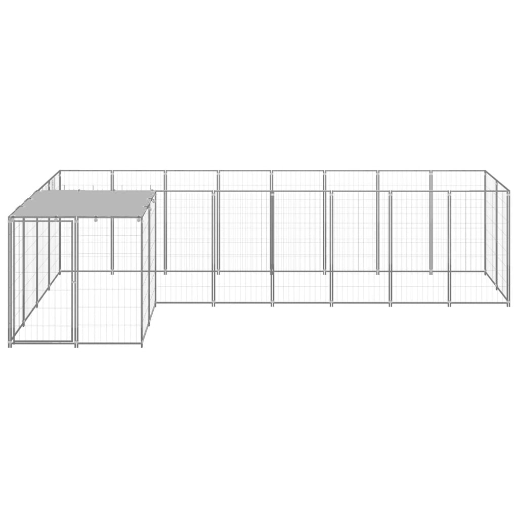 Hondenkennel 6,05 m² staal zilverkleurig