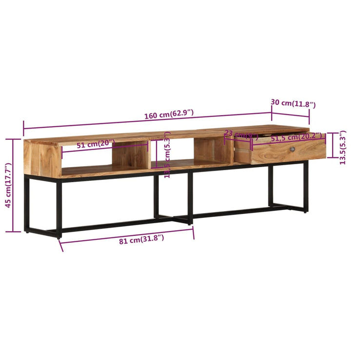 Tv-meubel 160x30x45 cm massief acaciahout