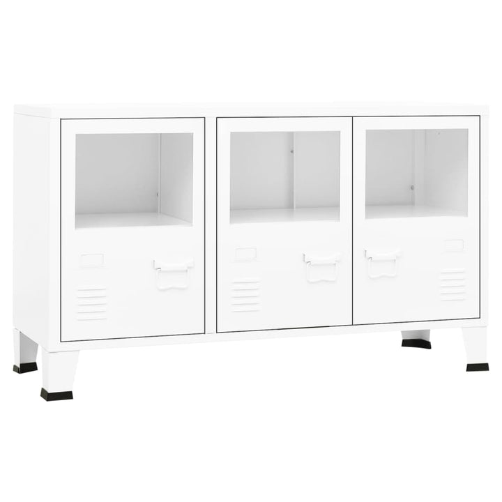 Dressoir 105x35x62 cm metaal en glas wit