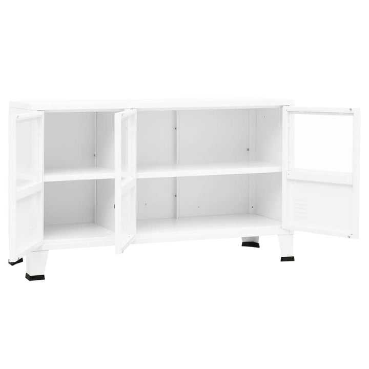 Dressoir 105x35x62 cm metaal en glas wit