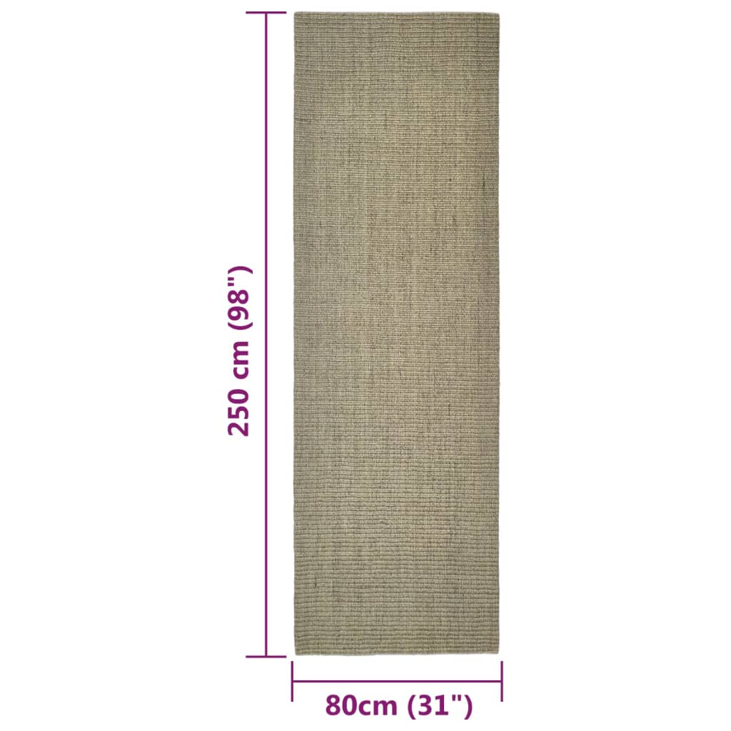 Vloerkleed 80x250 cm natuurlijk sisal taupe