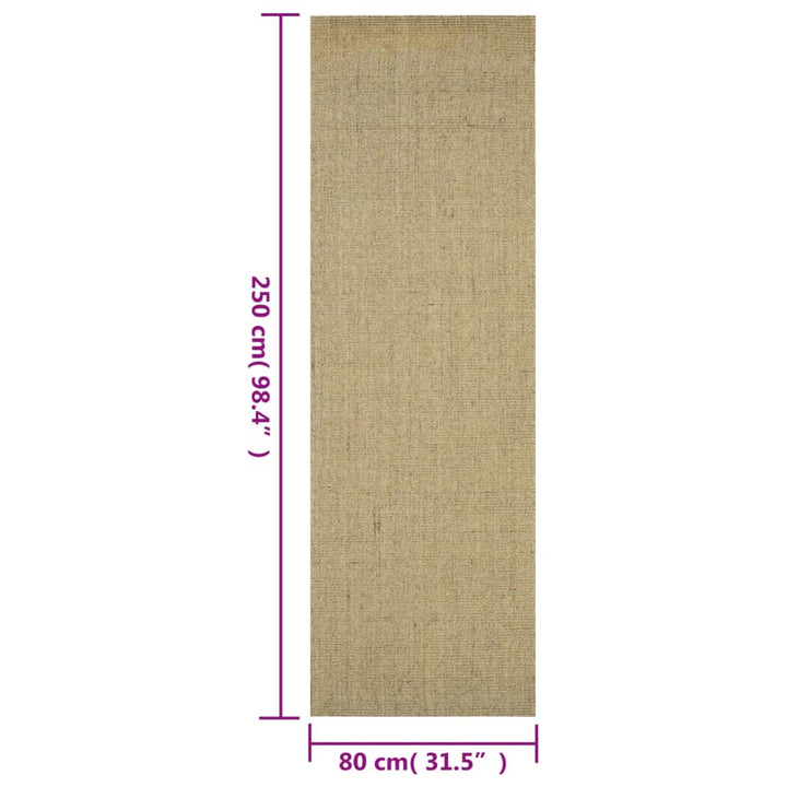 Vloerkleed 80x250 cm natuurlijk sisal taupe