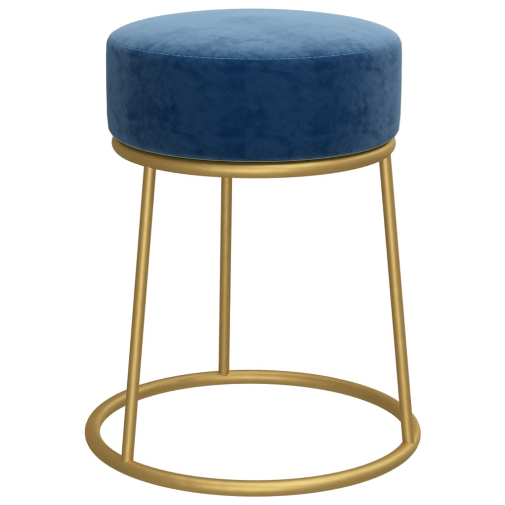 Hocker rond fluweel blauw