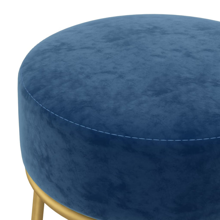 Hocker rond fluweel blauw