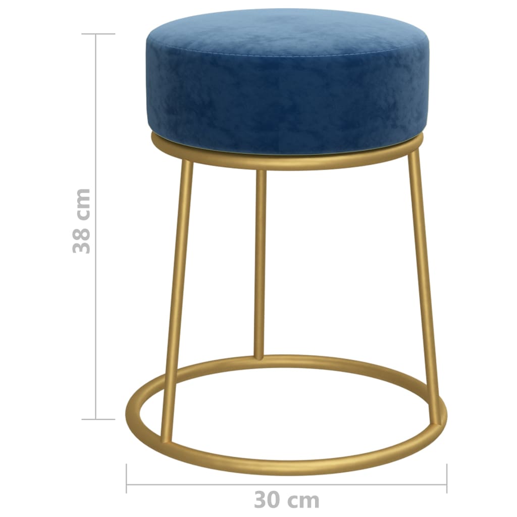 Hocker rond fluweel blauw