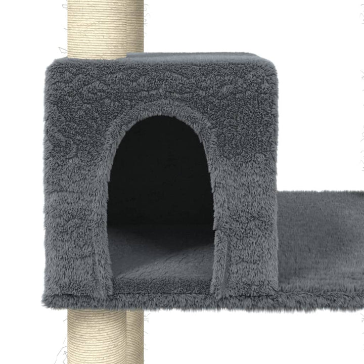 Kattenmeubel met sisal krabpalen 141 cm donkergrijs