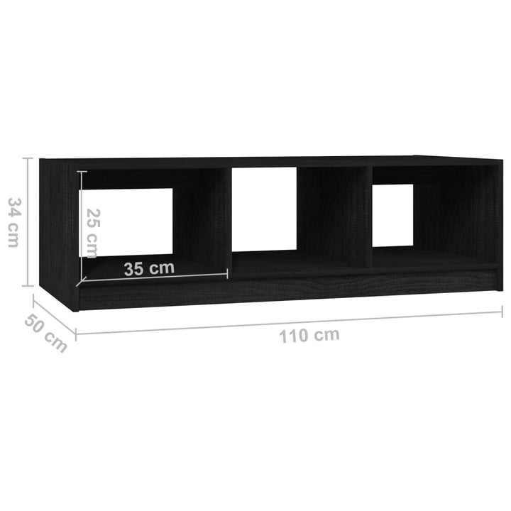 Salontafel 110x50x34 cm massief grenenhout zwart