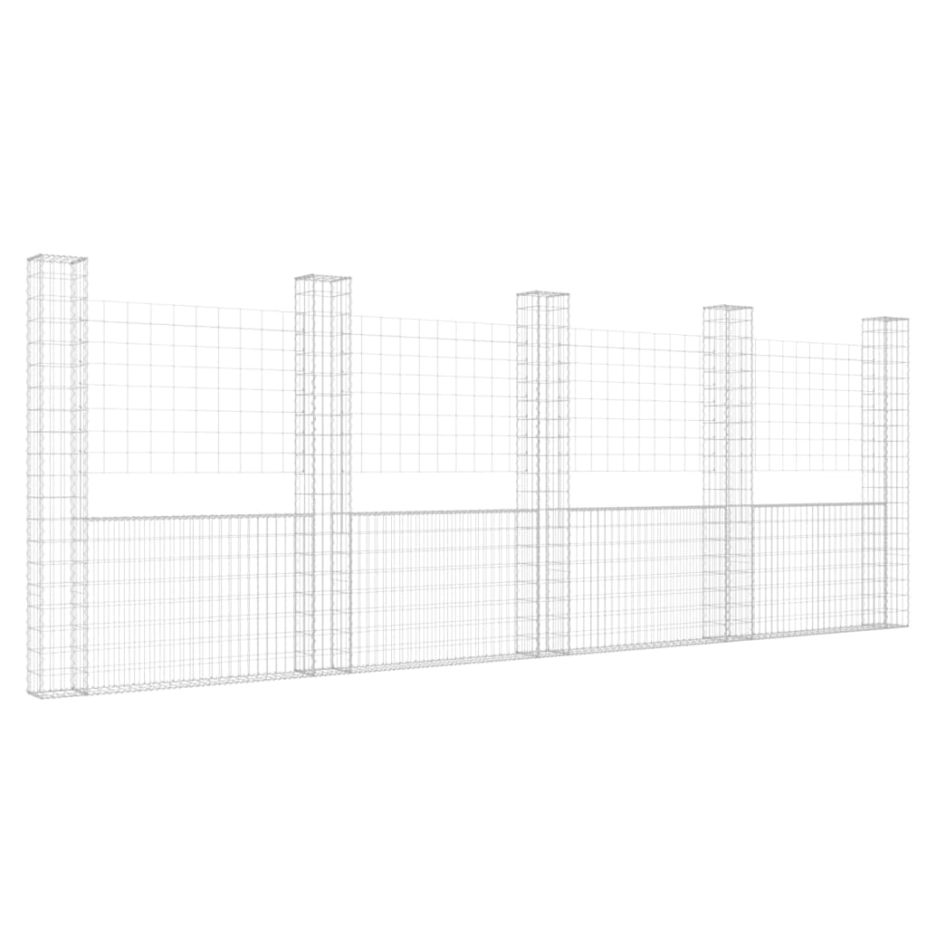 Schanskorf U-vormig met 5 palen 500x20x200 cm ijzer