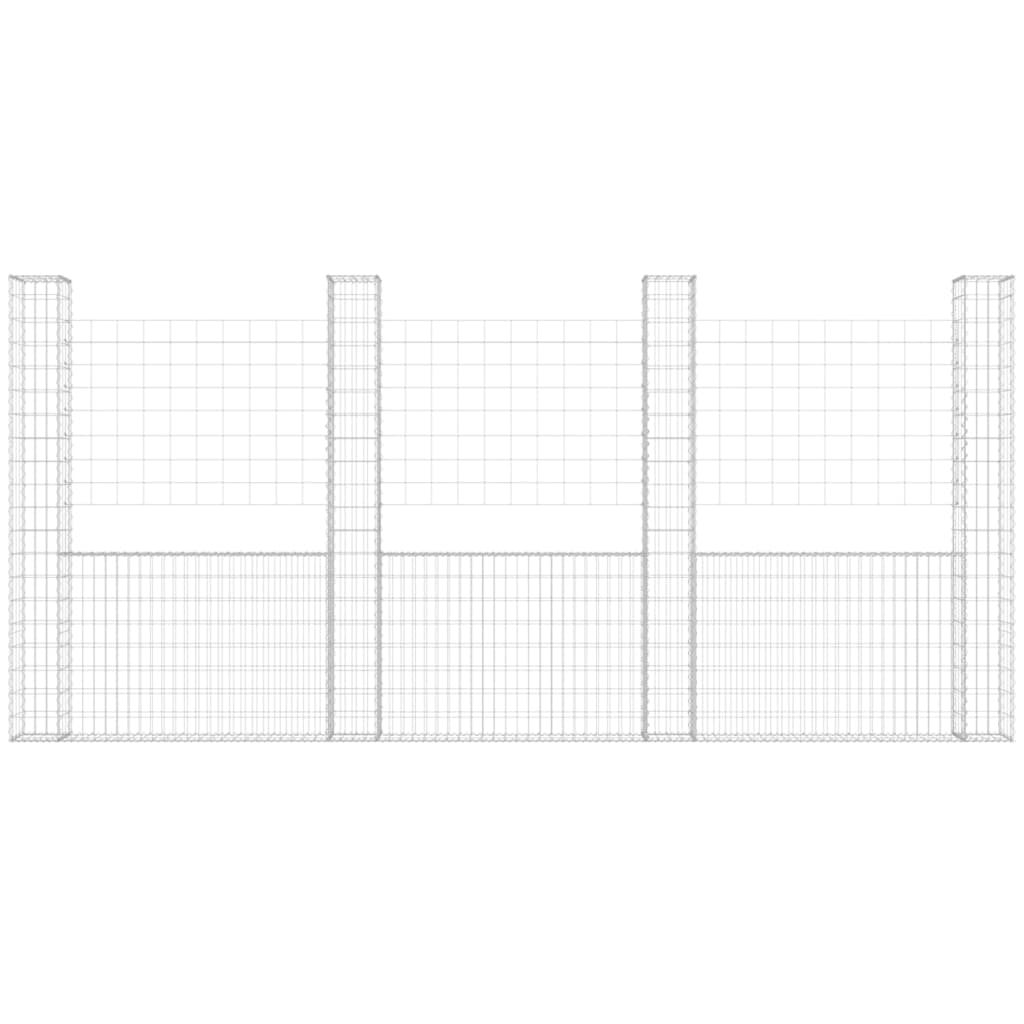 Schanskorf U-vormig met 5 palen 500x20x200 cm ijzer