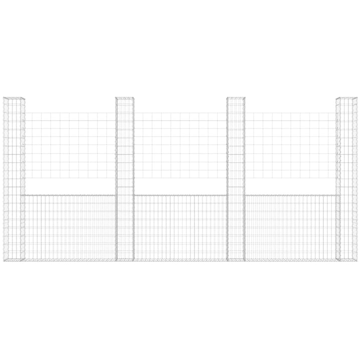 Schanskorf U-vormig met 5 palen 500x20x200 cm ijzer