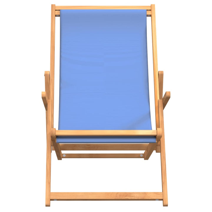 Strandstoel inklapbaar massief teakhout blauw