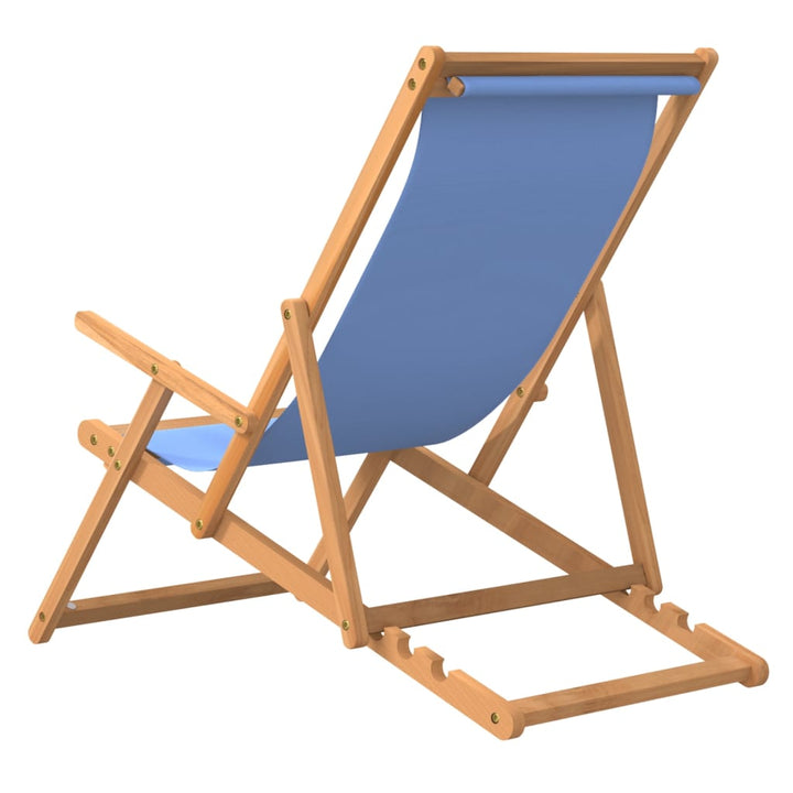 Strandstoel inklapbaar massief teakhout blauw