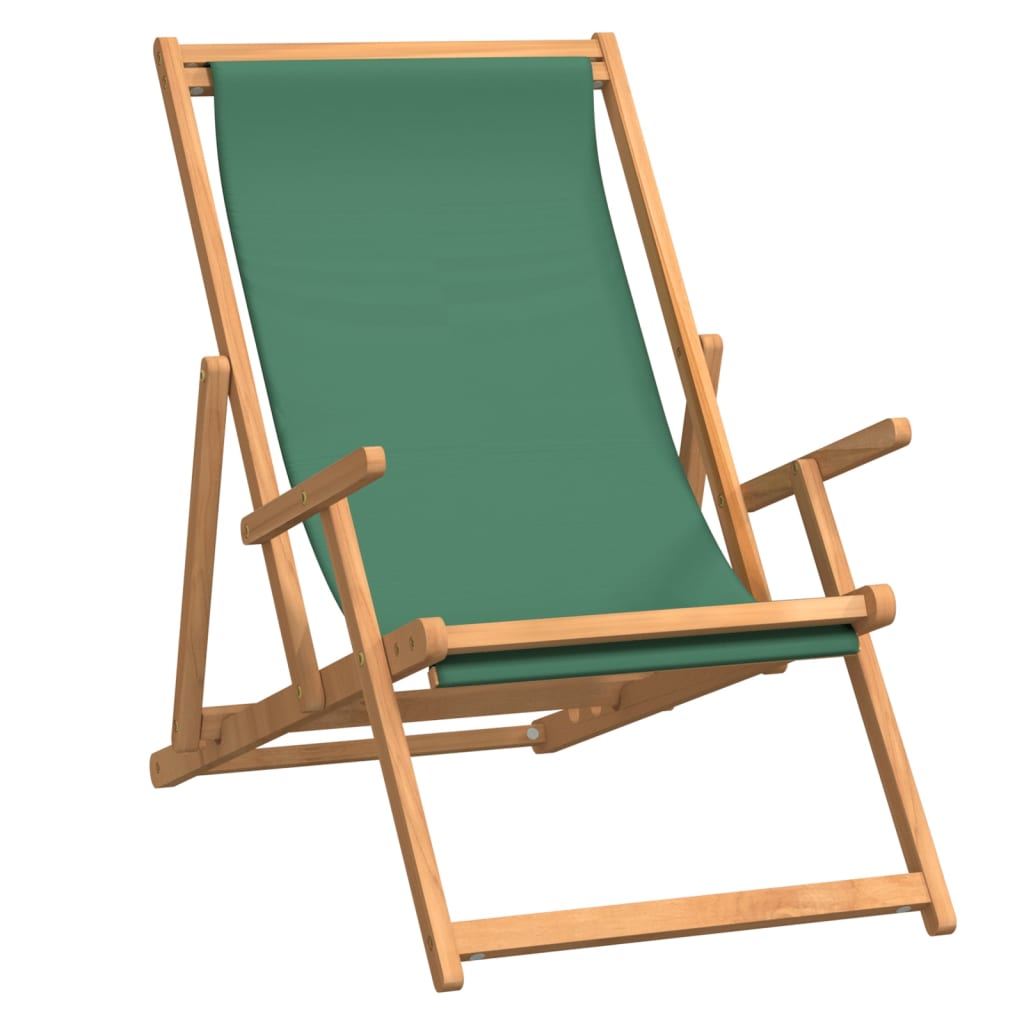 Strandstoel inklapbaar massief teakhout groen