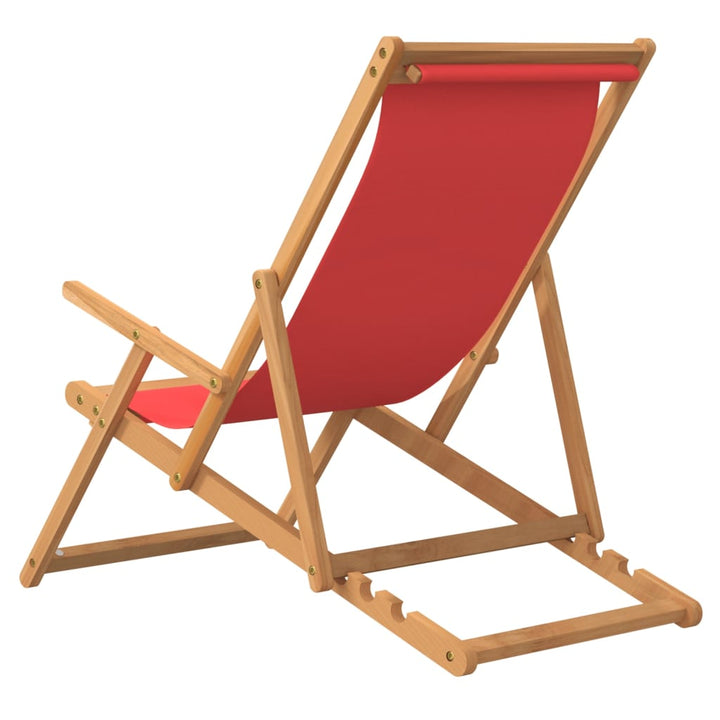 Strandstoel inklapbaar massief teakhout rood