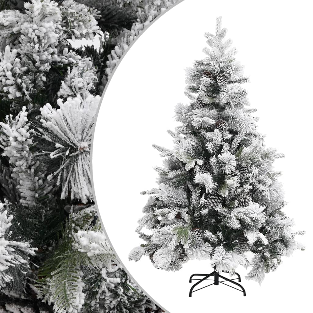 Kerstboom met dennenappels en sneeuw 150 cm PVC en PE