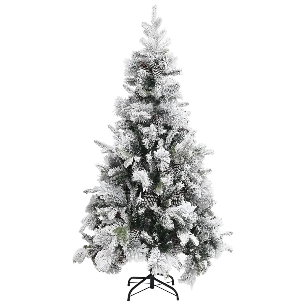 Kerstboom met dennenappels en sneeuw 225 cm PVC en PE
