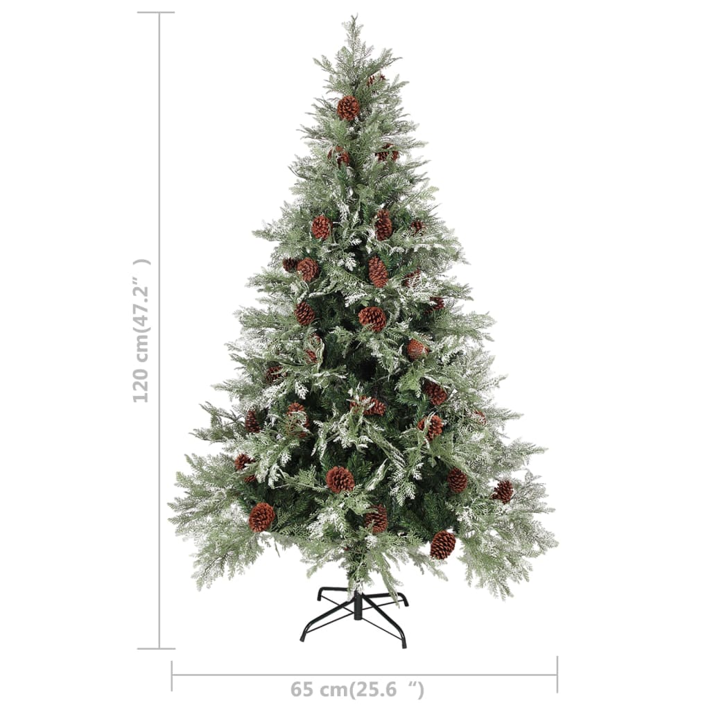Kerstboom met dennenappels 120 cm PVC en PE groen en wit