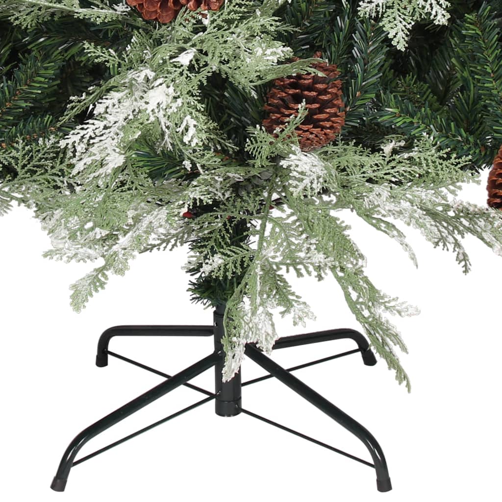 Kerstboom met dennenappels 150 cm PVC en PE groen en wit
