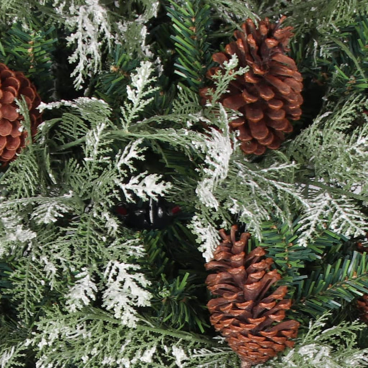 Kerstboom met dennenappels 195 cm PVC en PE groen en wit
