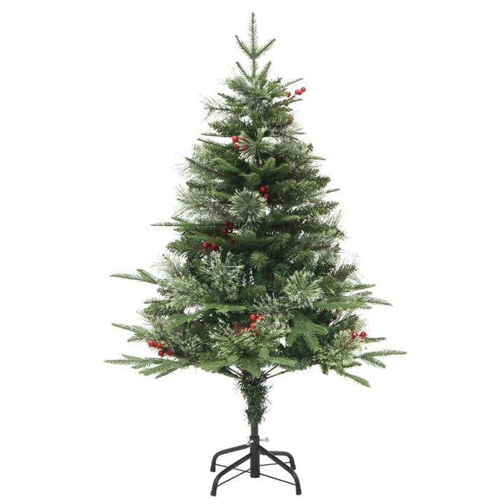 Kerstboom met LED's en dennenappels 120 cm PVC en PE groen
