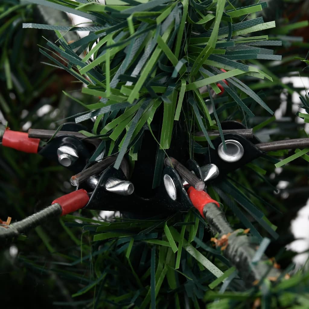 Kerstboom met LED's en dennenappels 150 cm PVC en PE groen wit