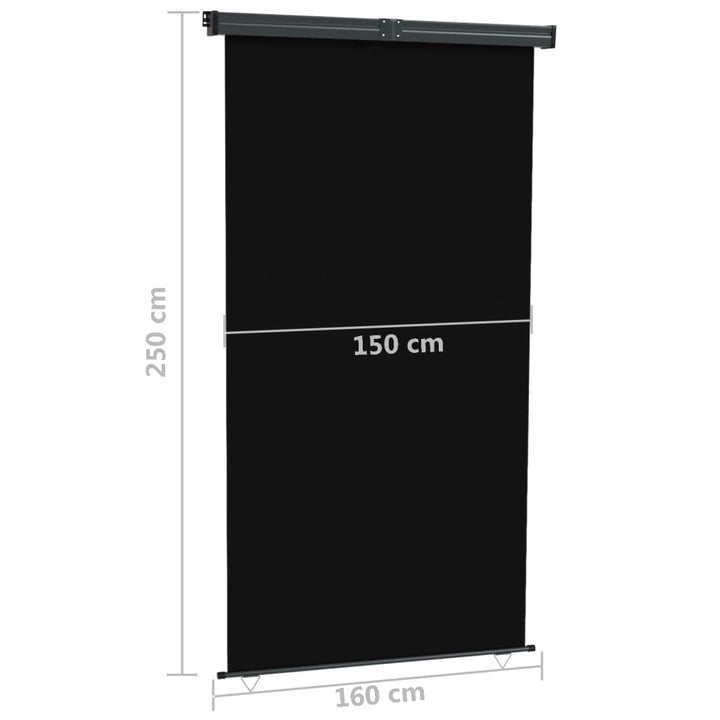 Balkonscherm 160x250 cm zwart