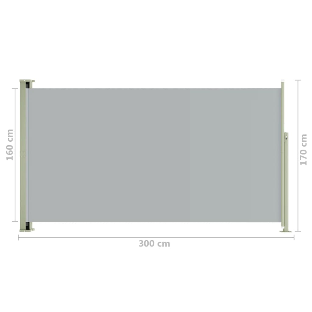 Tuinscherm uittrekbaar 170x300 cm grijs