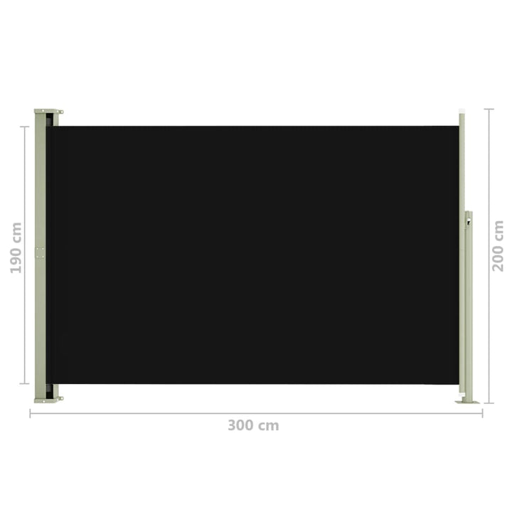 Tuinscherm uittrekbaar 200x300 cm zwart