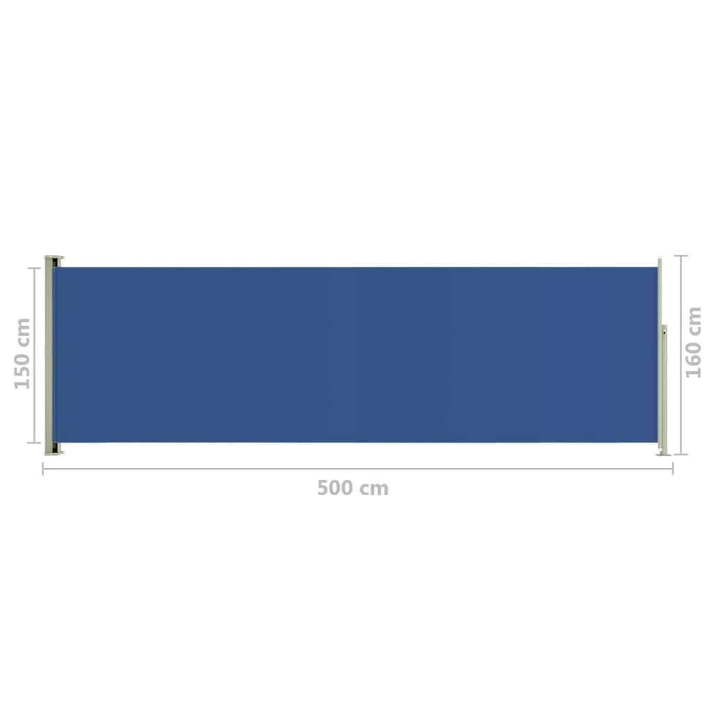Tuinscherm uittrekbaar 160x500 cm blauw