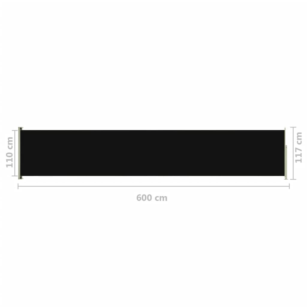 Tuinscherm uittrekbaar 117x600 cm zwart