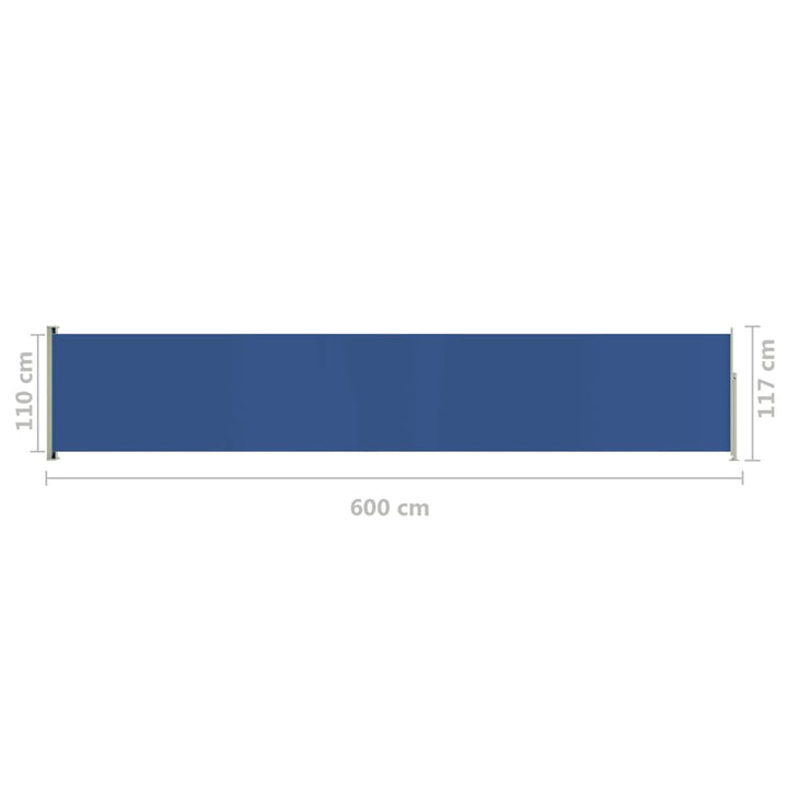 Tuinscherm uittrekbaar 117x600 cm blauw