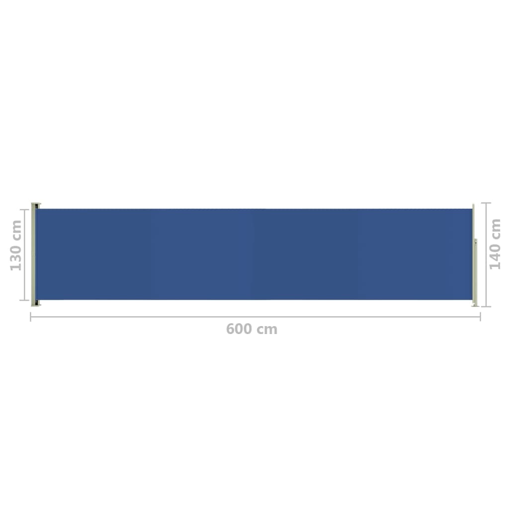 Tuinscherm uittrekbaar 140x600 cm blauw