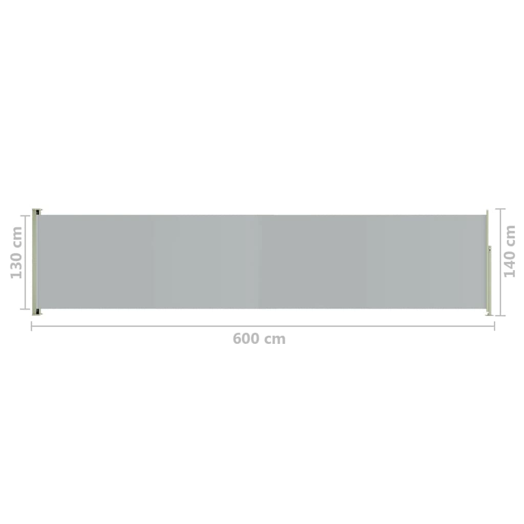 Tuinscherm uittrekbaar 140x600 cm grijs