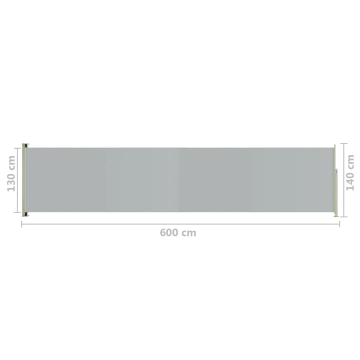 Tuinscherm uittrekbaar 140x600 cm grijs