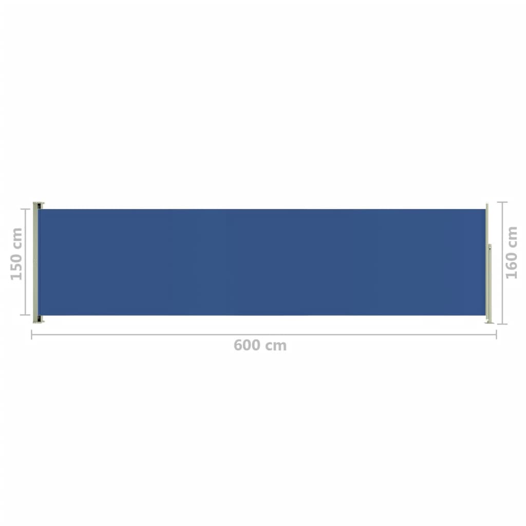 Tuinscherm uittrekbaar 160x600 cm blauw