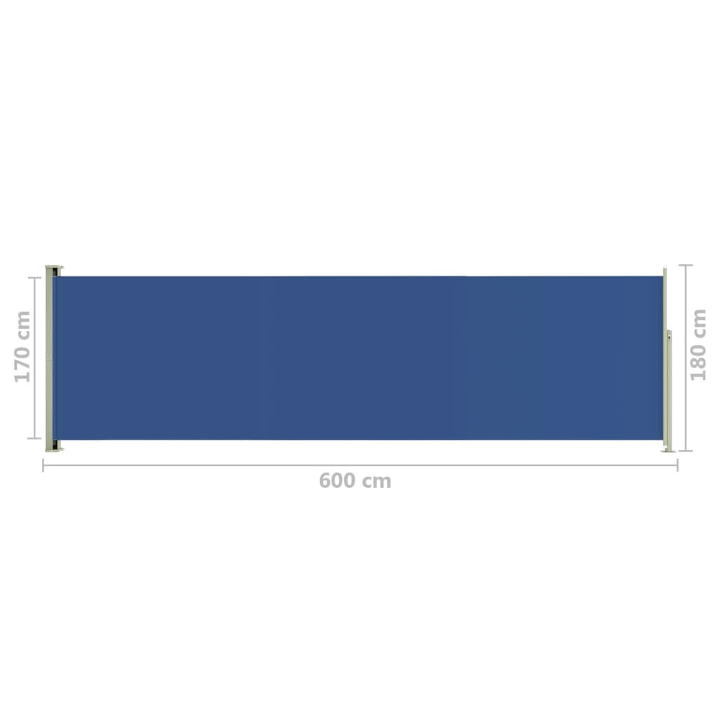 Tuinscherm uittrekbaar 180x600 cm blauw