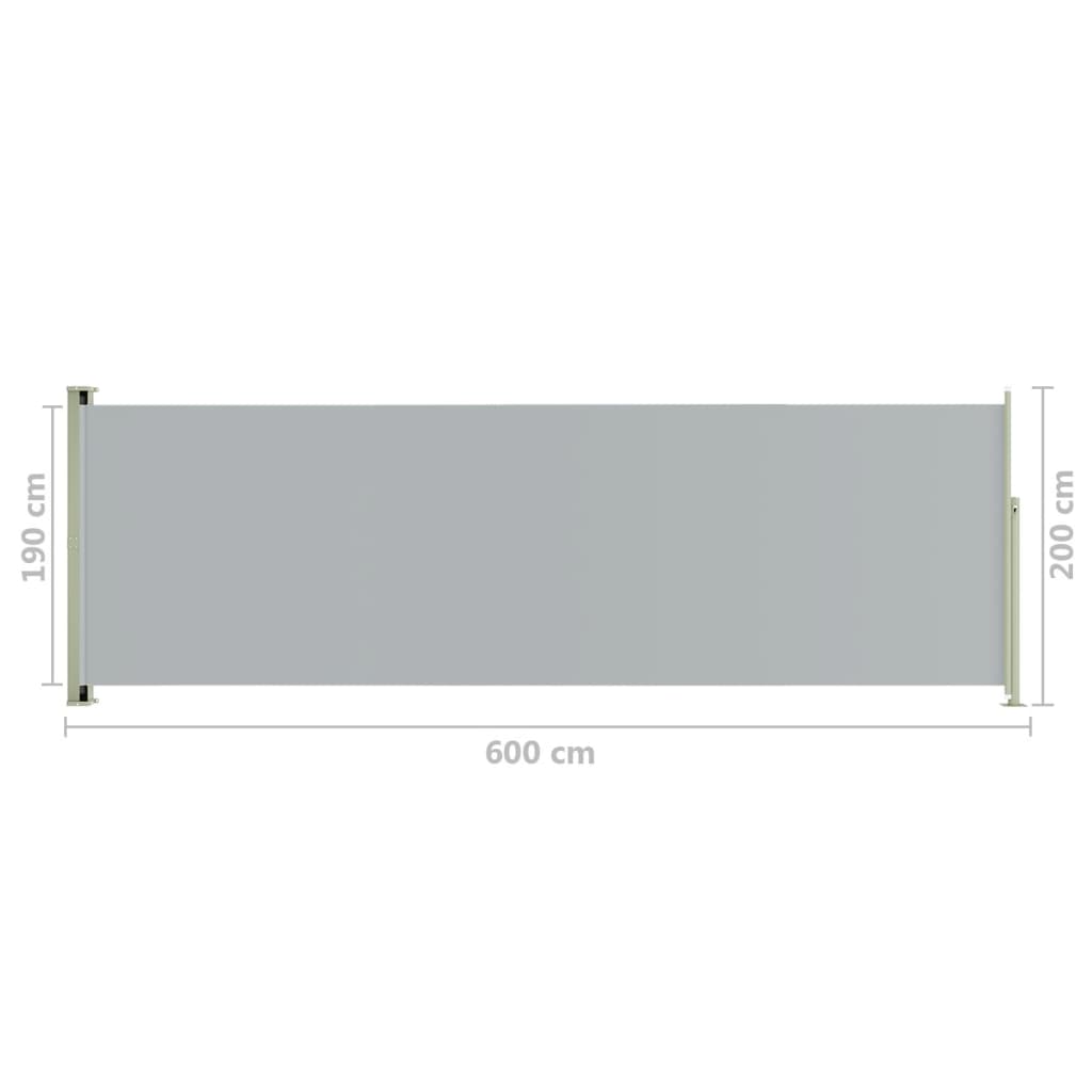 Tuinscherm uittrekbaar 200x600 cm grijs