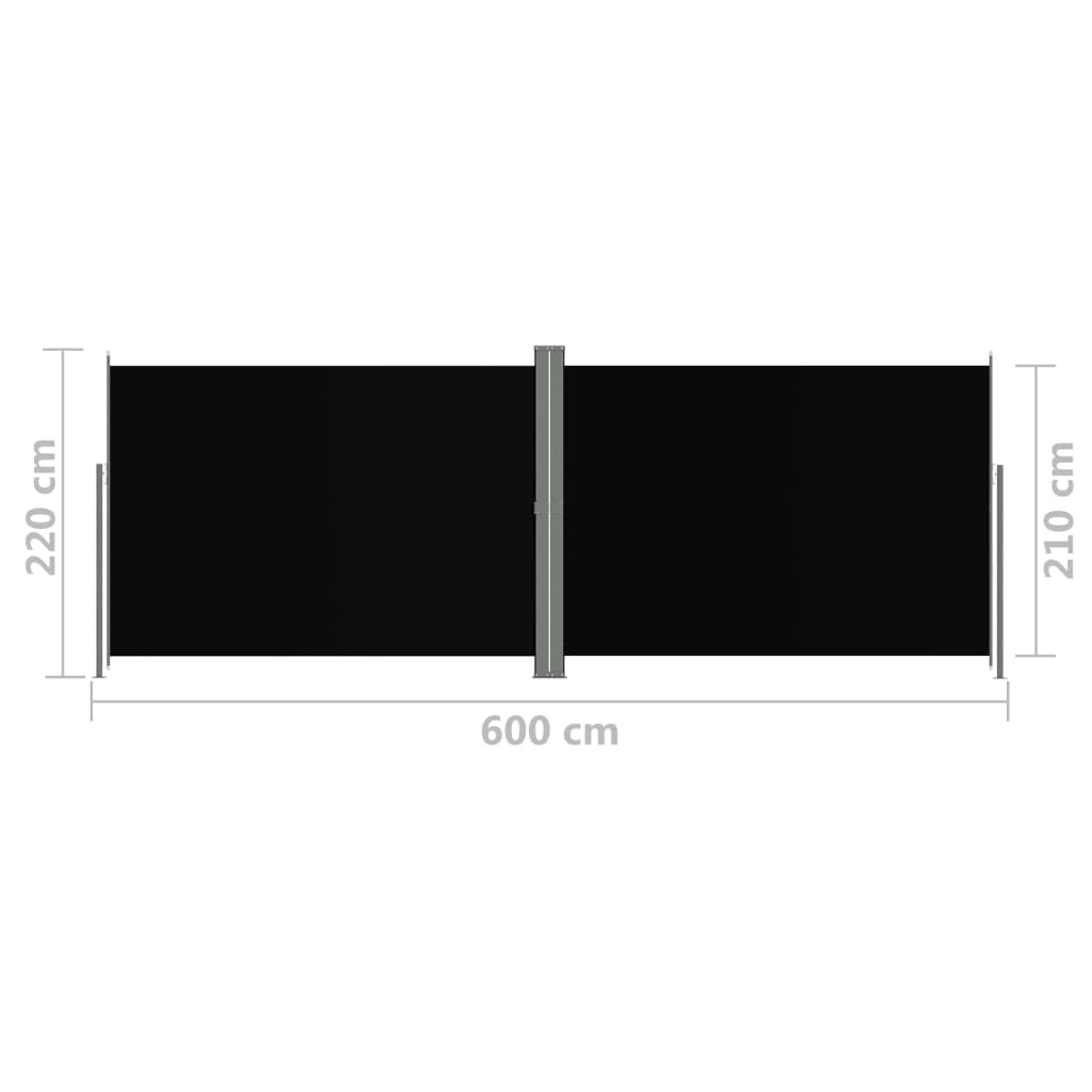 Tuinscherm uittrekbaar 220x600 cm zwart