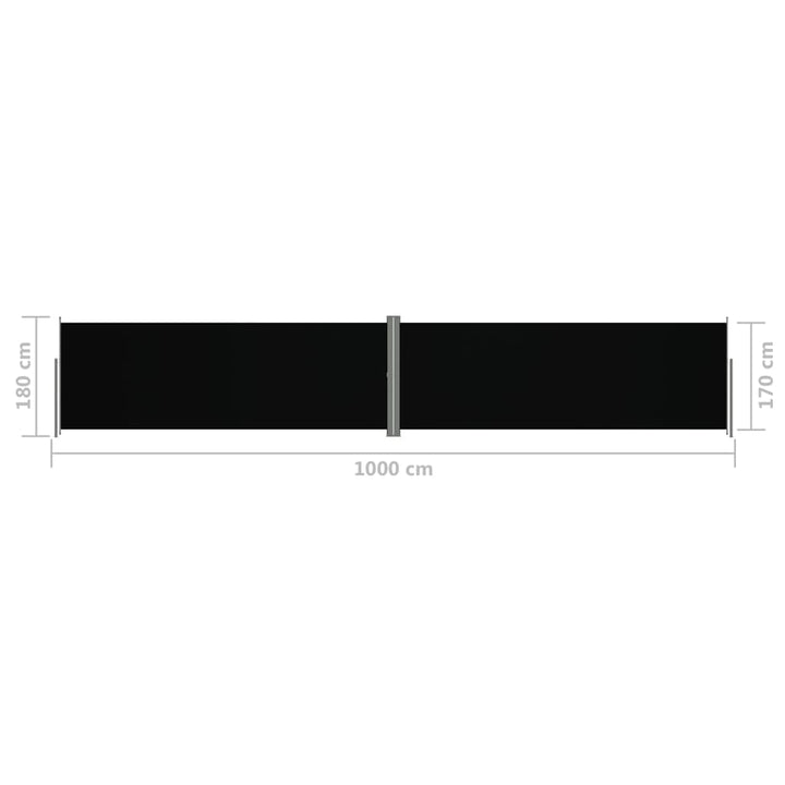 Tuinscherm uittrekbaar 180x1000 cm zwart