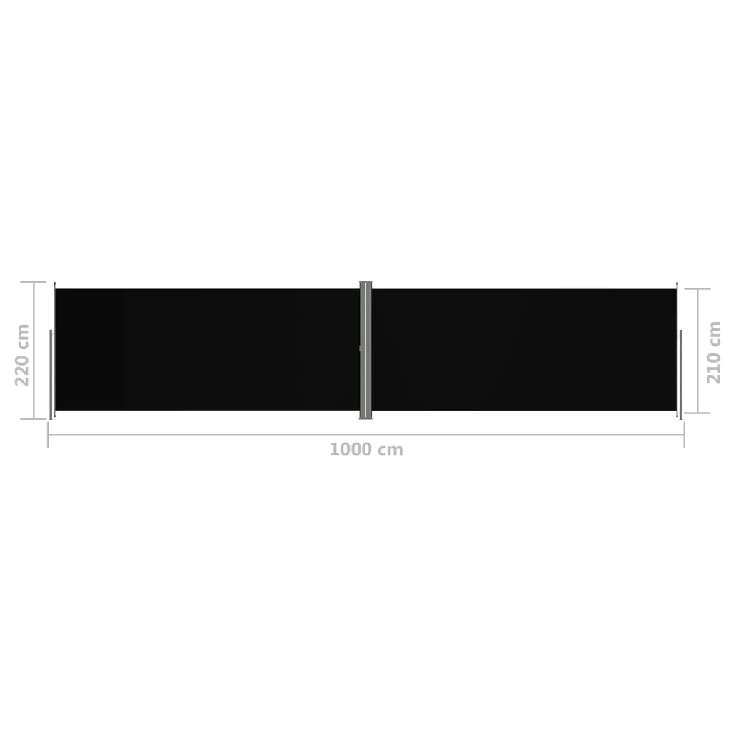 Tuinscherm uittrekbaar 220x1000 cm zwart