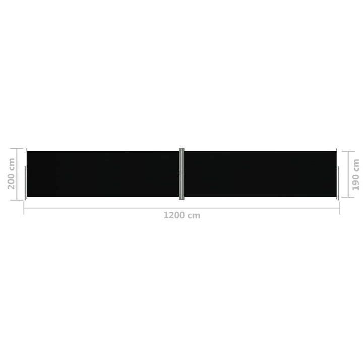 Tuinscherm uittrekbaar 200x1200 cm zwart