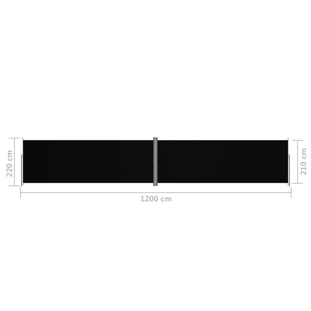 Tuinscherm uittrekbaar 220x1200 cm zwart