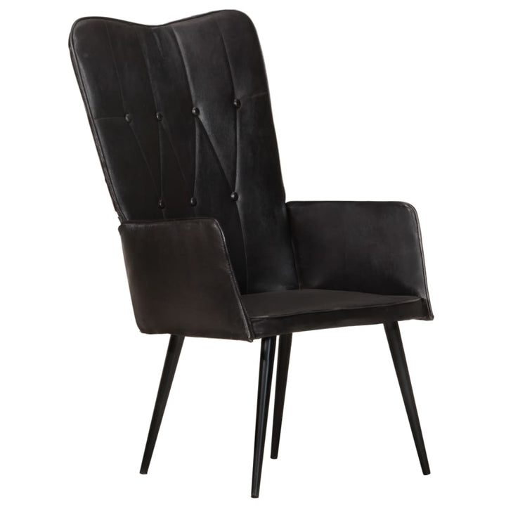 Fauteuil echt leer zwart