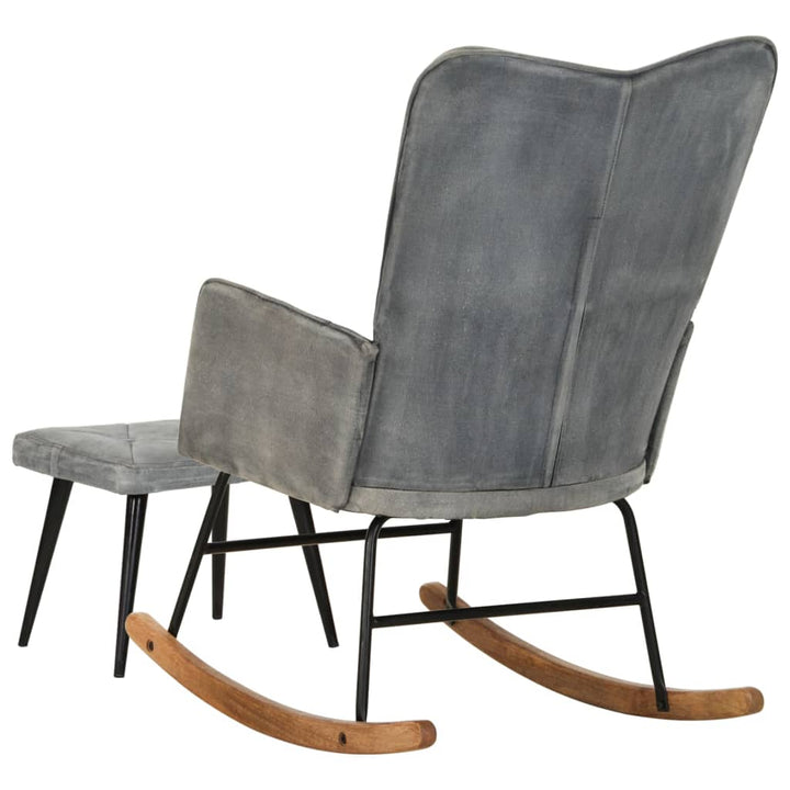 Schommelstoel met voetensteun in vintage stijl canvas grijs
