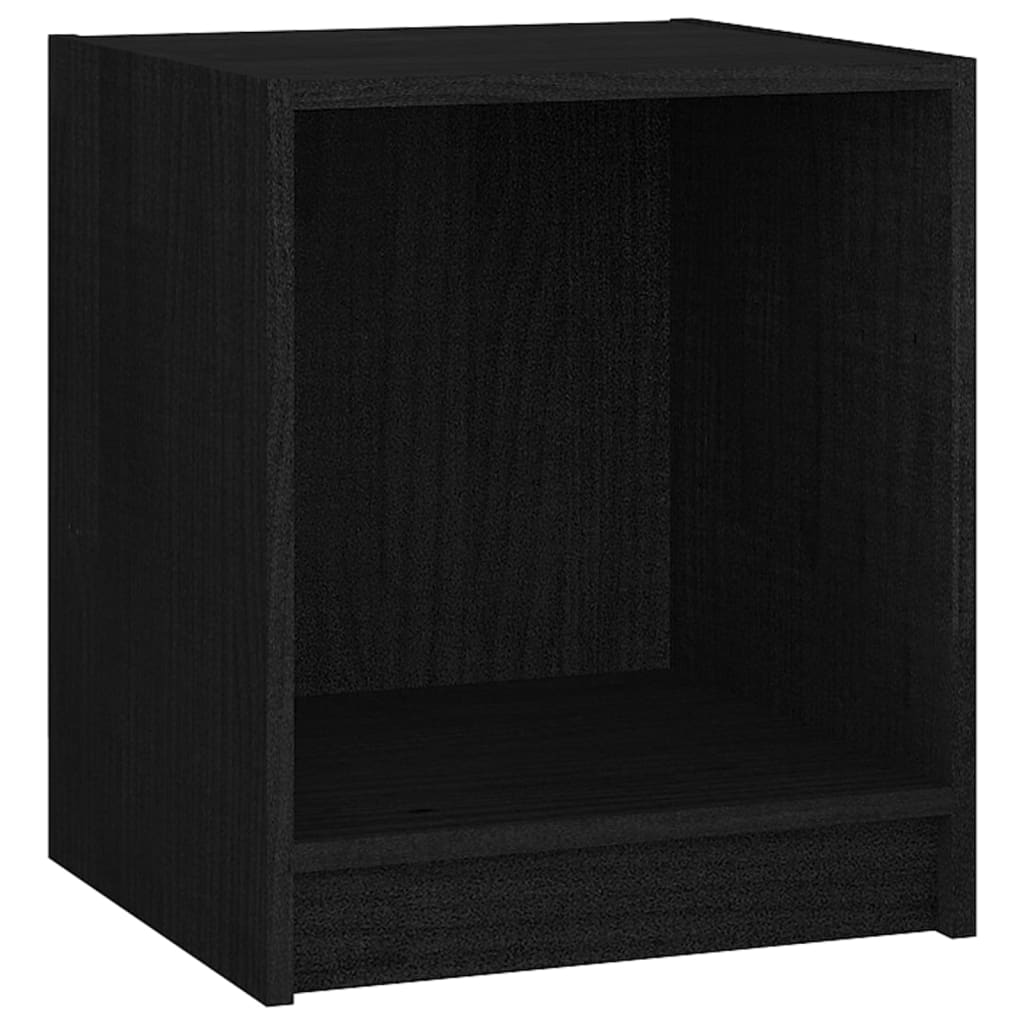 Nachtkastjes 2 st 35,5x33,5x41,5 cm massief grenenhout zwart