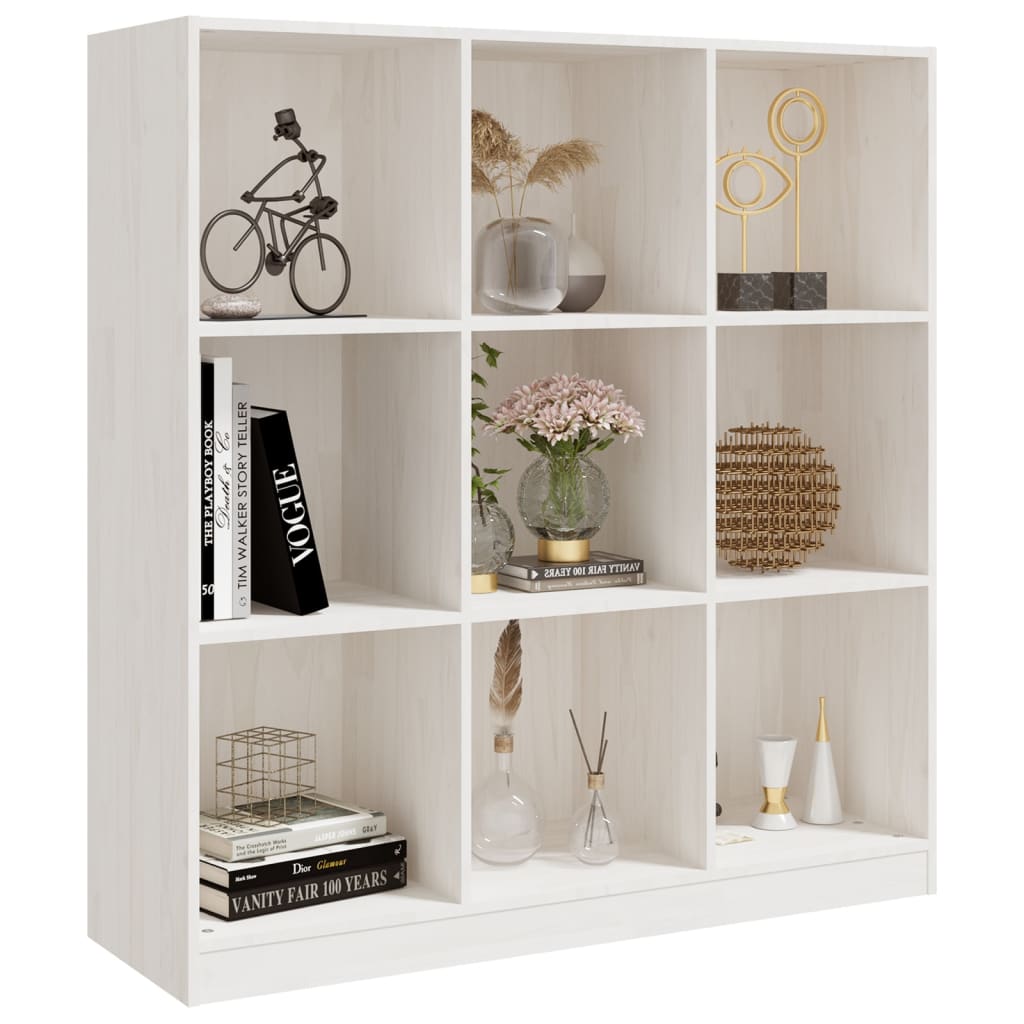 Boekenkast/kamerscherm 104x33,5x110 cm massief grenenhout wit