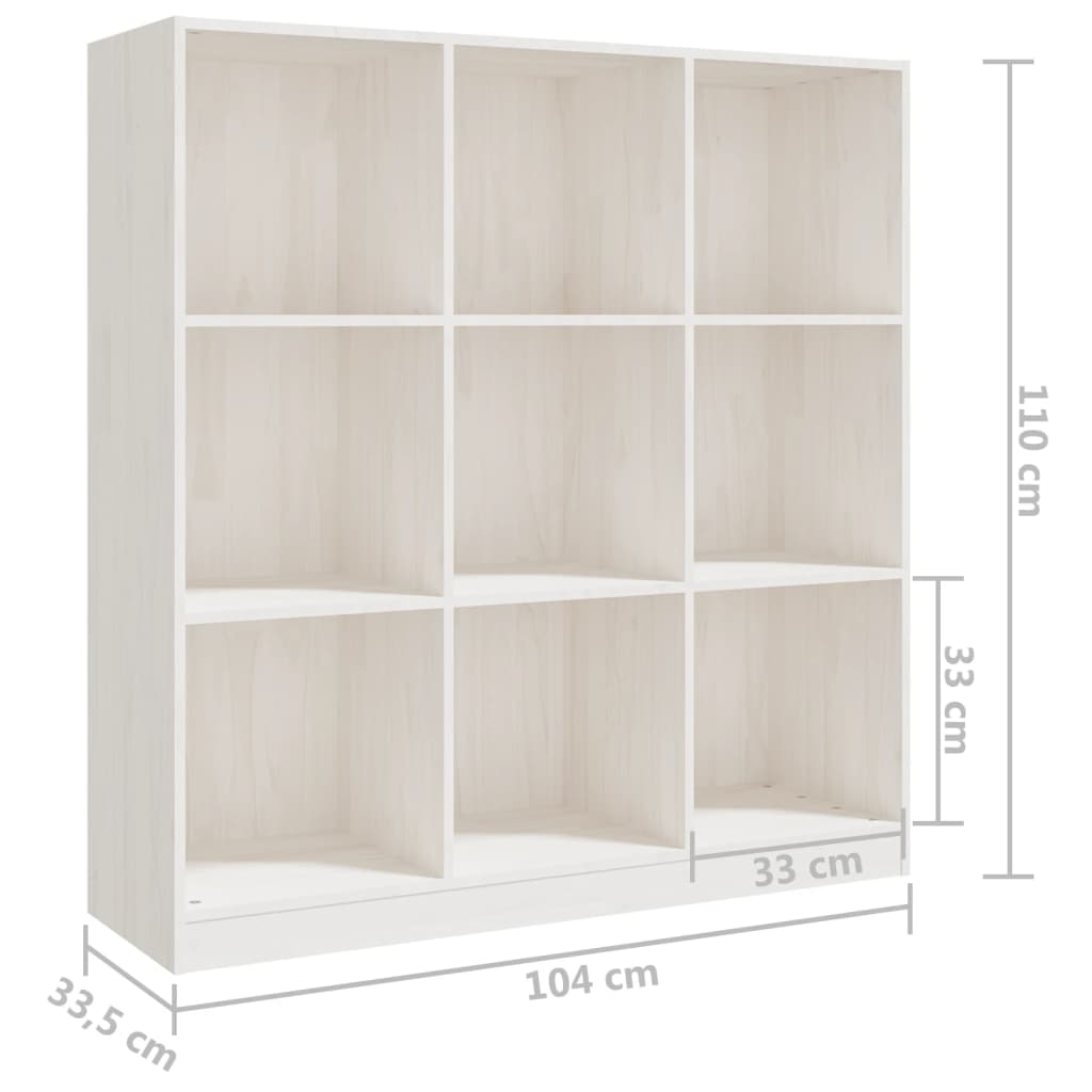 Boekenkast/kamerscherm 104x33,5x110 cm massief grenenhout wit